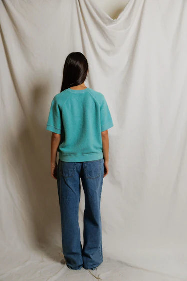 Perfect White Tee Kennedy Short Sleeve Crew in Teal Blue