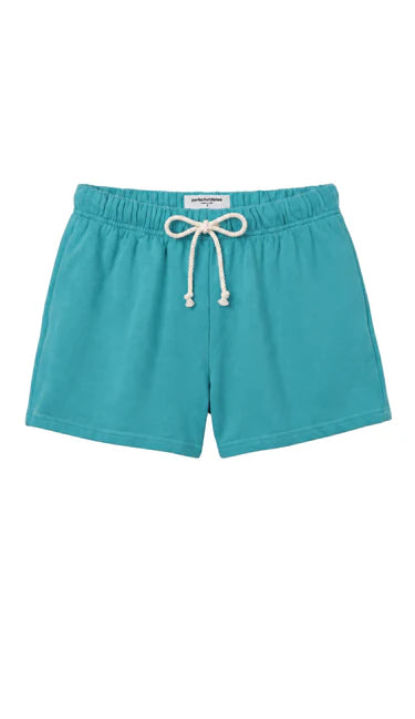 Perfect White Tee Layla French Terry Shorts in Teal Blue