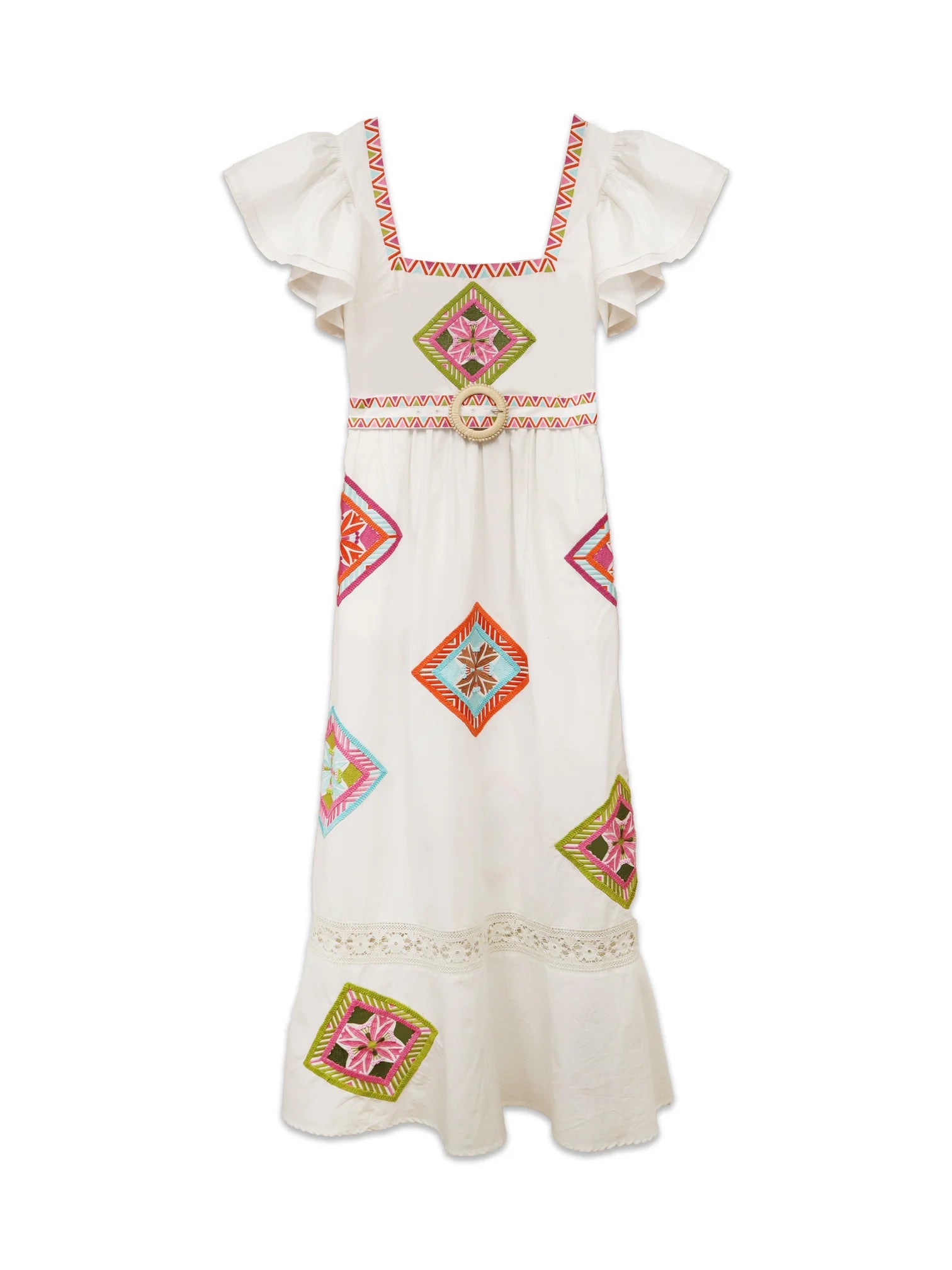 Brooks Avenue Margaret Midi Dress in Tile Embroidered