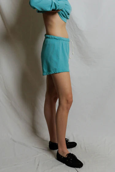 Perfect White Tee Layla French Terry Shorts in Teal Blue