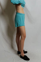 Perfect White Tee Layla French Terry Shorts in Teal Blue