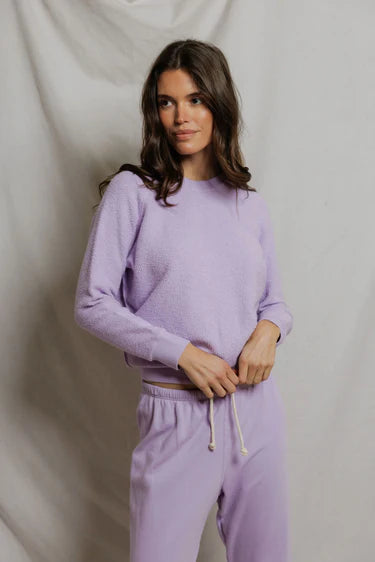 Ziggy Reverse Fleece Shrunken Crew Sweatshirt Ultraviolet
