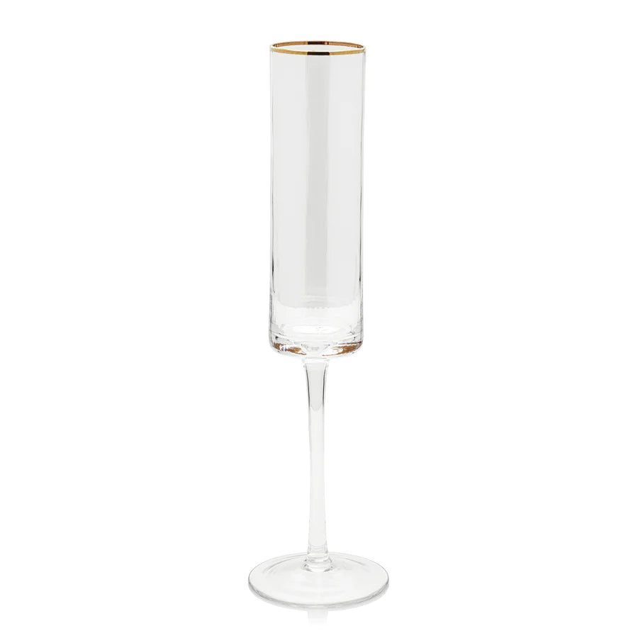 Aperitivo Luster Blue Slim Champagne Flutes Set of 4 by Zodax