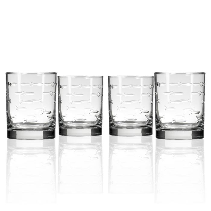 School of Fish Double Old Fashioned Glass